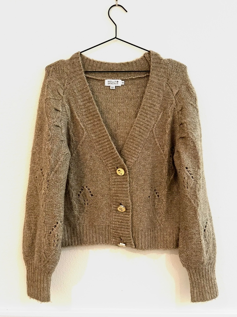 Molly Bracken Women's Camel Cardigan Cropped - size XS, fits like Small